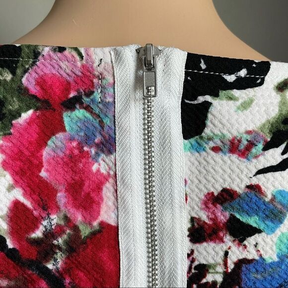 Fifth & Park Textured Sleeveless Sheath Floral Dress Red Black White Blue Small - Picture 6 of 15